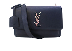 Medium Sunset Crossbody Bag, Leather, Blue, Strap/DB/Clochette, PLB449458.